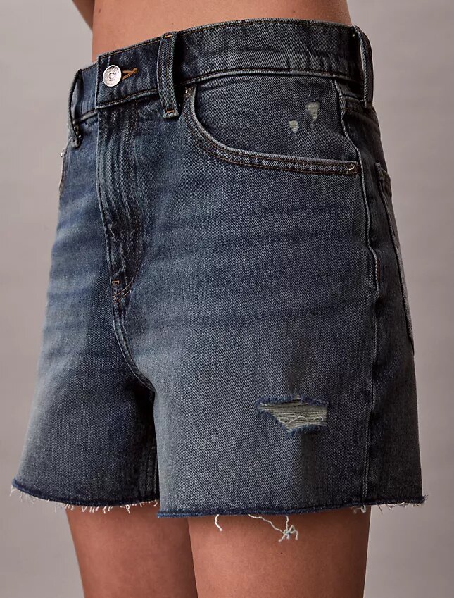 Pantalones cortos Denim midi de talle alto Pantalones cortos Denim midi de talle alto