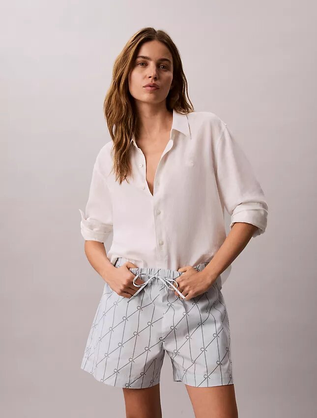 Pantalones cortos estampados de popelín de algodón Pantalones cortos estampados de popelín de algodón