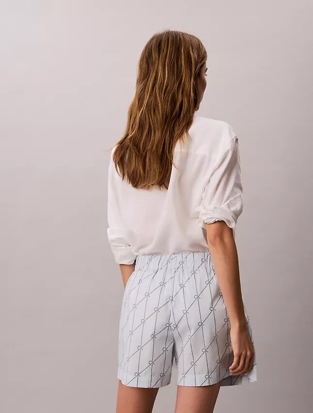 Pantalones cortos estampados de popelín de algodón Pantalones cortos estampados de popelín de algodón