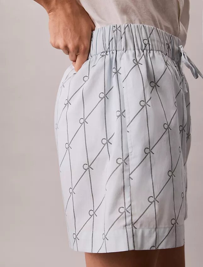 Pantalones cortos estampados de popelín de algodón Pantalones cortos estampados de popelín de algodón