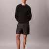 Pantalones cortos rectos de cambray de 18 cm con cintura elástica