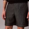 Pantalones cortos rectos de cambray de 18 cm con cintura elástica