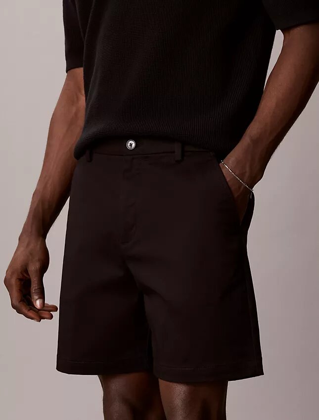 Pantalones cortos rectos de Cotton Stretch Pantalones cortos rectos de Cotton Stretch