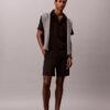 Pantalones cortos rectos de seersucker con cintura elástica de 18 cm