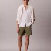 Pantalones cortos rectos de seersucker con cintura elástica de 18 cm Pantalones cortos rectos de seersucker con cintura elástica de 18 cm