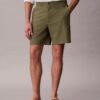 Pantalones cortos rectos de seersucker con cintura elástica de 18 cm Pantalones cortos rectos de seersucker con cintura elástica de 18 cm