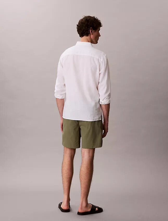 Pantalones cortos rectos de seersucker con cintura elástica de 18 cm Pantalones cortos rectos de seersucker con cintura elástica de 18 cm