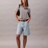 Pantalones cortos tipo bermuda de Denim holgado con mezcla de lino Pantalones cortos tipo bermuda de Denim holgado con mezcla de lino