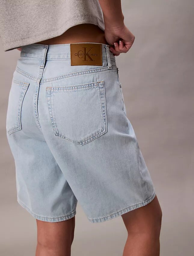 Pantalones cortos tipo bermuda de Denim holgado con mezcla de lino Pantalones cortos tipo bermuda de Denim holgado con mezcla de lino