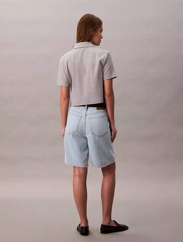 Pantalones cortos tipo bermuda de Denim holgado con mezcla de lino Pantalones cortos tipo bermuda de Denim holgado con mezcla de lino