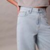 Pantalones cortos tipo bermuda de Denim holgado con mezcla de lino Pantalones cortos tipo bermuda de Denim holgado con mezcla de lino
