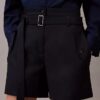 Pantalones cortos utilitarios de mezcla de lana con diseño en espiga
