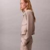Pantalones cortos utilitarios de mezcla de lana con diseño en espiga Pantalones cortos utilitarios de mezcla de lana con diseño en espiga
