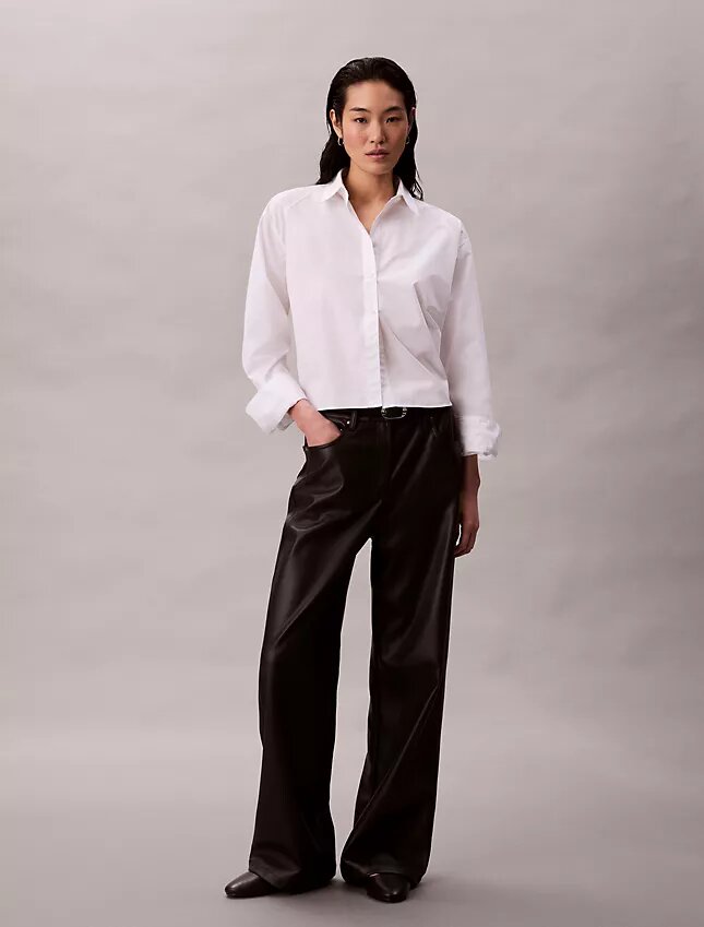 Pantalones de 5 bolsillos de imitación de piel Pantalones de 5 bolsillos de imitación de piel
