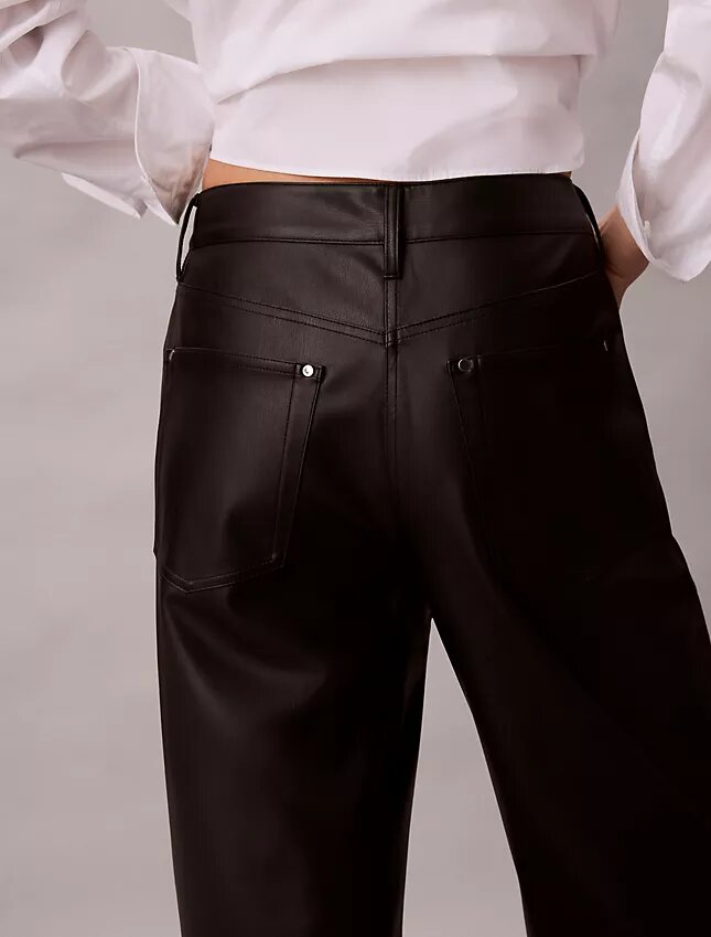 Pantalones de 5 bolsillos de imitación de piel Pantalones de 5 bolsillos de imitación de piel