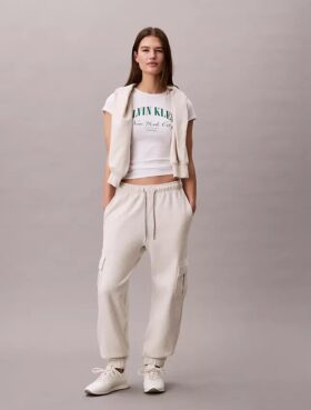Pantalones de chándal cargo de felpa con Monogram