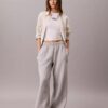 Pantalones de chándal de felpa de pierna ancha con monólogo Pantalones de chándal de felpa de pierna ancha con monólogo