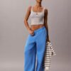 Pantalones de chándal de felpa de pierna ancha con monólogo Pantalones de chándal de felpa de pierna ancha con monólogo