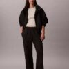 Pantalones de chándal de felpa de pierna ancha con monólogo Pantalones de chándal de felpa de pierna ancha con monólogo