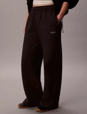 Pantalones de chándal de felpa de pierna ancha con monólogo