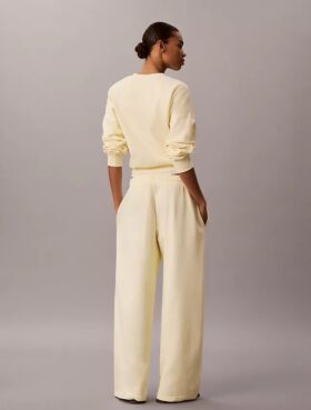 Pantalones de chándal de felpa de pierna ancha con monólogo