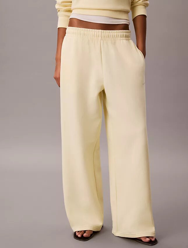 Pantalones de chándal de felpa de pierna ancha con monólogo Pantalones de chándal de felpa de pierna ancha con monólogo