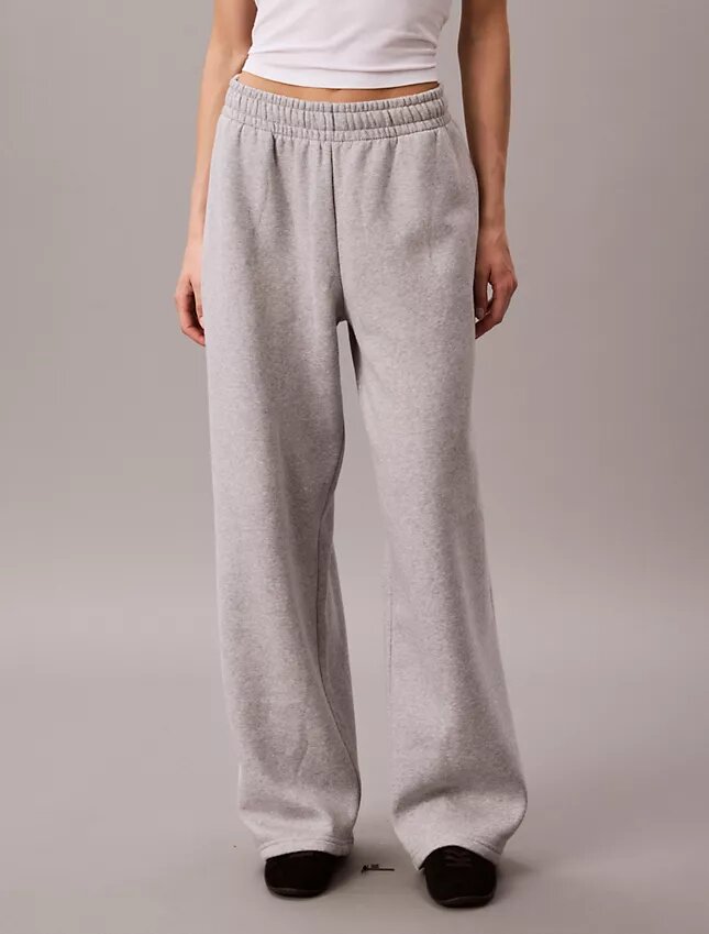 Pantalones de chándal de felpa de pierna ancha con monólogo Pantalones de chándal de felpa de pierna ancha con monólogo