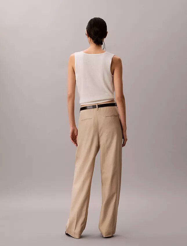 Pantalones de corte ancho a medida en mezcla de lino Pantalones de corte ancho a medida en mezcla de lino