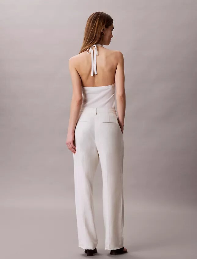Pantalones de corte ancho a medida en mezcla de lino Pantalones de corte ancho a medida en mezcla de lino