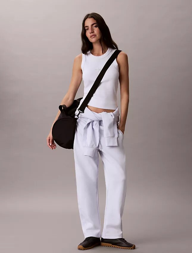 Pantalones de corte recto con cinta con el logotipo Pantalones de corte recto con cinta con el logotipo