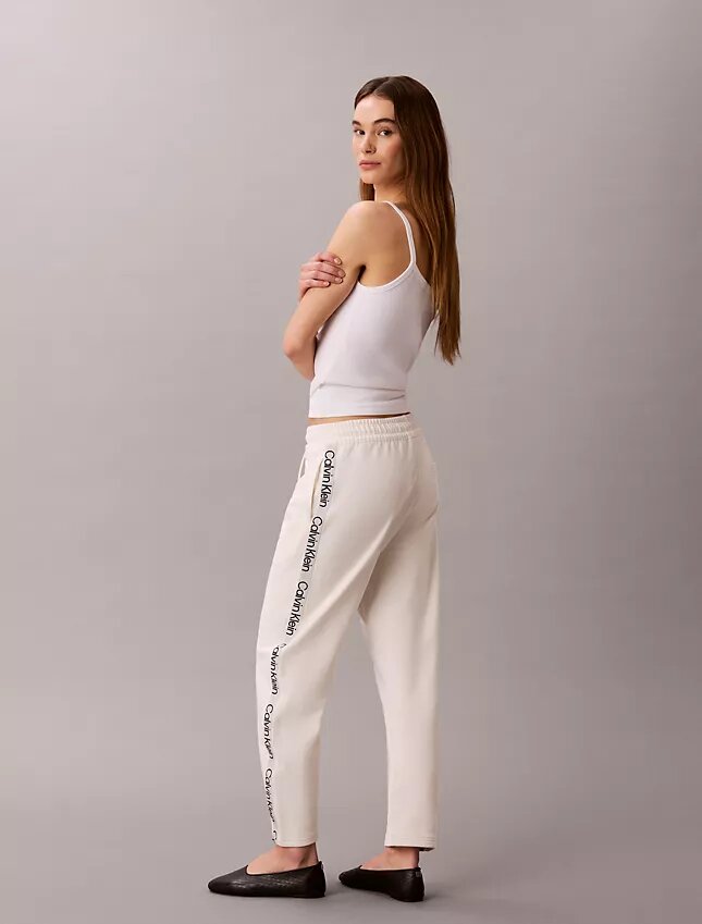 Pantalones de corte recto con cinta con el logotipo Pantalones de corte recto con cinta con el logotipo