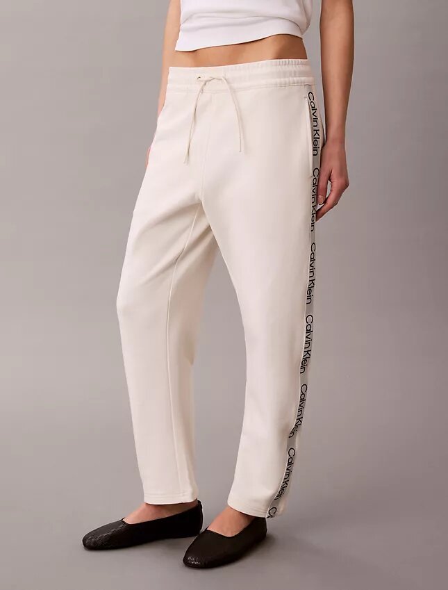 Pantalones de corte recto con cinta con el logotipo Pantalones de corte recto con cinta con el logotipo