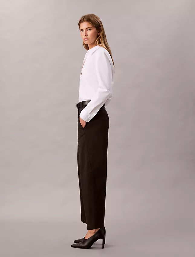 Pantalones de corte recto de sarga Cotton Stretch de algodón Pantalones de corte recto de sarga Cotton Stretch de algodón