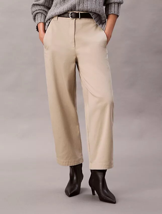 Pantalones de corte recto de sarga Cotton Stretch de algodón Pantalones de corte recto de sarga Cotton Stretch de algodón