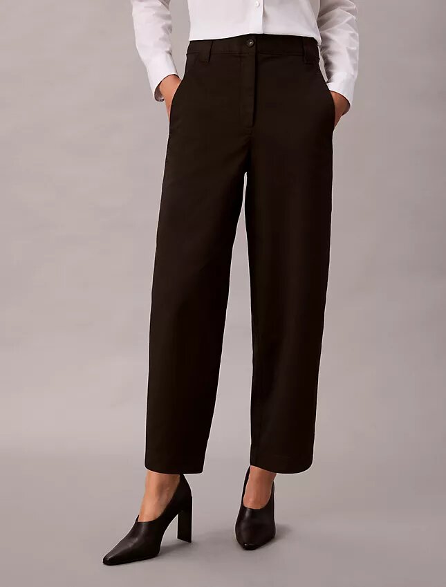 Pantalones de corte recto de sarga Cotton Stretch de algodón Pantalones de corte recto de sarga Cotton Stretch de algodón