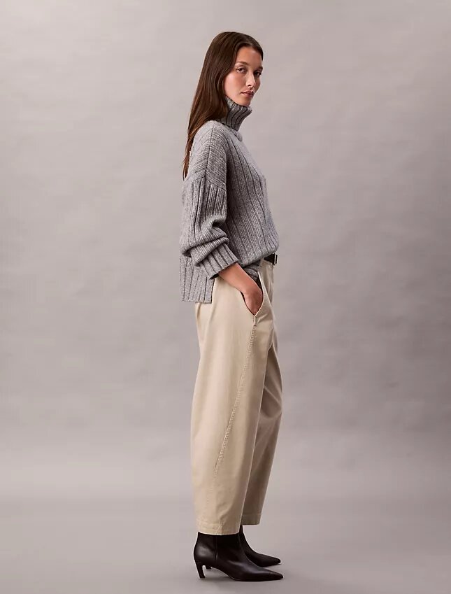 Pantalones de corte recto de sarga Cotton Stretch de algodón Pantalones de corte recto de sarga Cotton Stretch de algodón