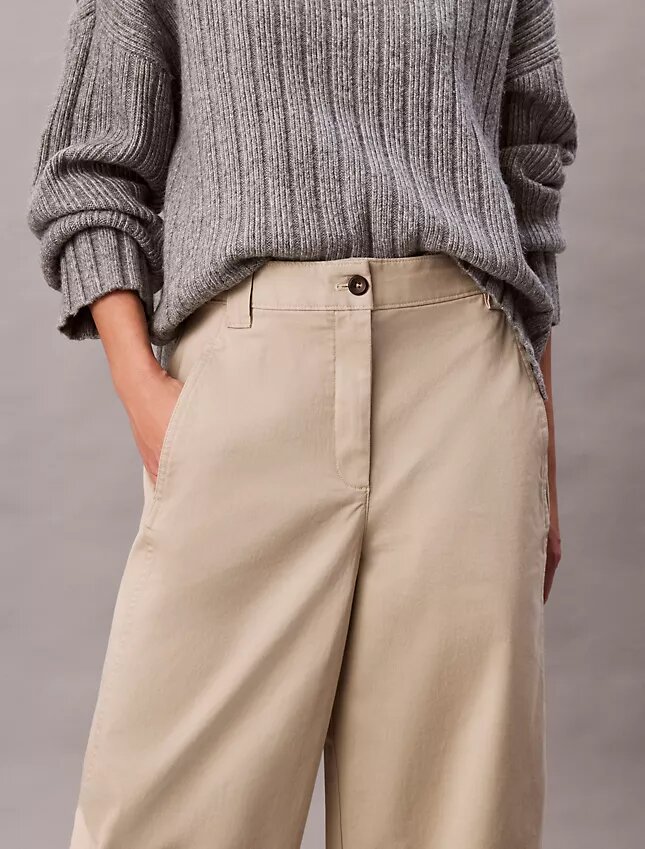 Pantalones de corte recto de sarga Cotton Stretch de algodón Pantalones de corte recto de sarga Cotton Stretch de algodón