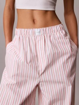Pantalones de dormir de popelín de algodón