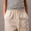 Pantalones de lino y algodón con cordón Pantalones de lino y algodón con cordón