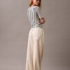 Pantalones de lino y algodón con cordón Pantalones de lino y algodón con cordón