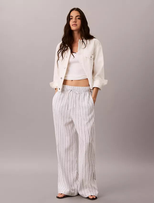 Pantalones de lino y algodón sin cremallera Pantalones de lino y algodón sin cremallera
