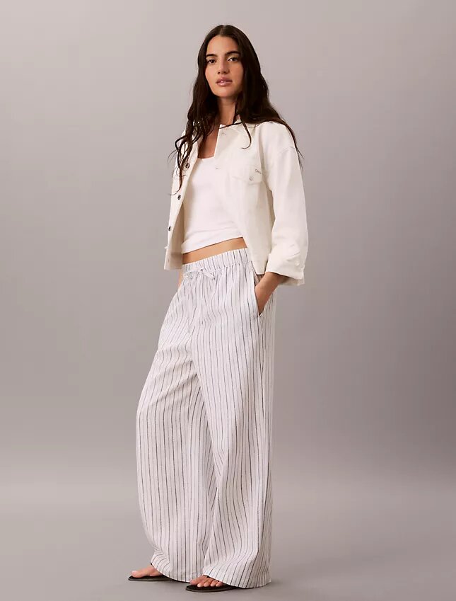 Pantalones de lino y algodón sin cremallera Pantalones de lino y algodón sin cremallera