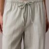 Pantalones de pierna ancha con cordón, mezcla de lino Pantalones de pierna ancha con cordón, mezcla de lino