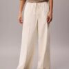 Pantalones de pierna ancha con cordón, mezcla de lino Pantalones de pierna ancha con cordón, mezcla de lino