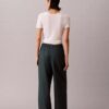 Pantalones de pierna ancha con cordón, mezcla de lino Pantalones de pierna ancha con cordón, mezcla de lino