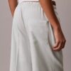 Pantalones de pierna ancha con cordón, mezcla de lino Pantalones de pierna ancha con cordón, mezcla de lino