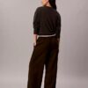 Pantalones de pierna ancha con cordón, mezcla de lino Pantalones de pierna ancha con cordón, mezcla de lino