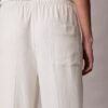 Pantalones de pierna ancha con cordón, mezcla de lino Pantalones de pierna ancha con cordón, mezcla de lino