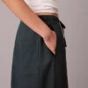 Pantalones de pierna ancha con cordón, mezcla de lino Pantalones de pierna ancha con cordón, mezcla de lino