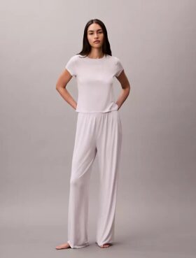 Pantalones de pierna ancha con tejido Modal elástico y punto drop